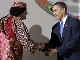Gaddafi with US President Obama