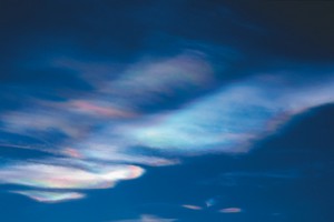 artic These clouds composed of frozen nitric acid and sulphuric acid form when temperatures in the stratosphere at an altitude of about 20 km fall below –78 degrees Celsius. This is currently the case in vast sections of the Arctic. Although these clouds are of natural origin – in isolated cases they have been substantiated by paintings from the 18th century – they have in the meantime become a portent of imminent ozone loss due to human activity. Chemical processes on the surface of the cloud particles transform the initially harmless degradation products of anthropogenically produced chlorofluorocarbons (CFCs) into aggressive ozone-depleting substances. Consequently the ozone-depleting impact of CFCs unfolds with full force whenever it is extremely cold in the stratosphere – like at the moment over the Arctic. Photo: Markus Rex, Alfred Wegener Institute