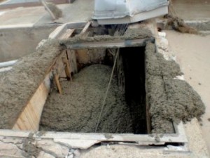 Concrete was poured into the shaft in attempts to stop the crack (Image: Tepco)