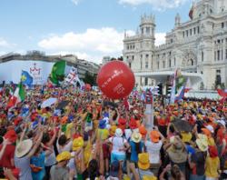 World Youth Day pilgrims in Cibeles square