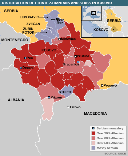  Map 1. Kosovo: ethnic distribution Source: OSCE.