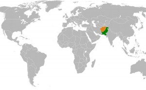 Location of Afghanistan and Pakistan. Source: Wikipedia Commons.
