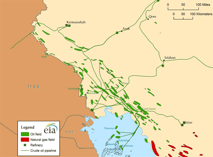 Iran's largest oil fields  Source: U.S. Energy Information Administration, IHS EDIN