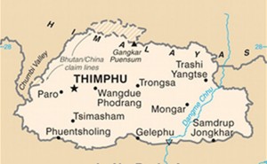 Map of Bhutan. Source: CIA World Factbook.