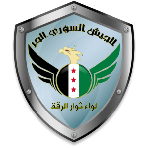 “Free Syrian Army: Liwa Thuwar al-Raqqa”, with the familiar FSA emblem.