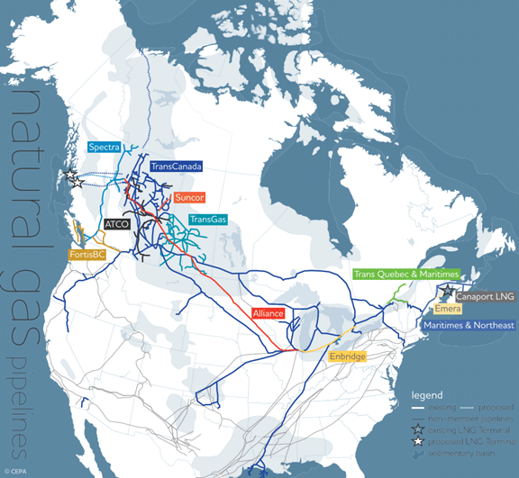 Canada's natural gas pipelines  Source: Canadian Energy Pipeline Association