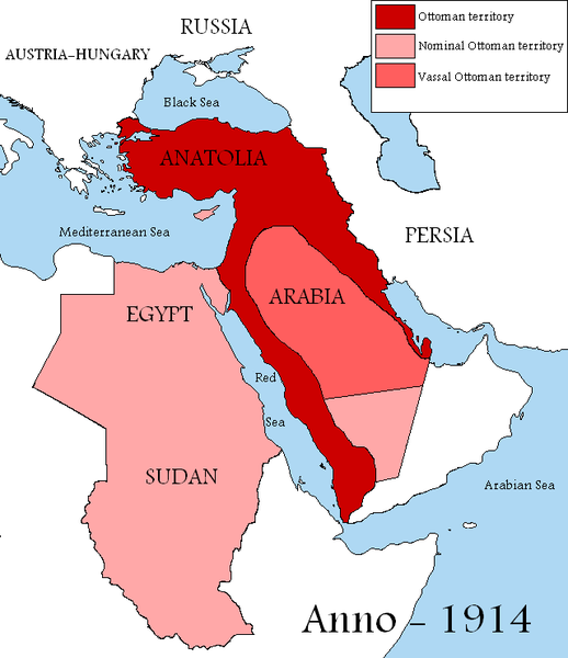 Ottoman Empire in 1914, at the start of World War I