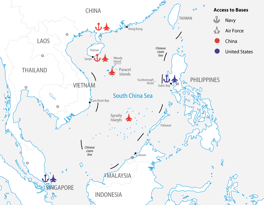 Naval and Air Bases in the South China Sea. Source: FPRI