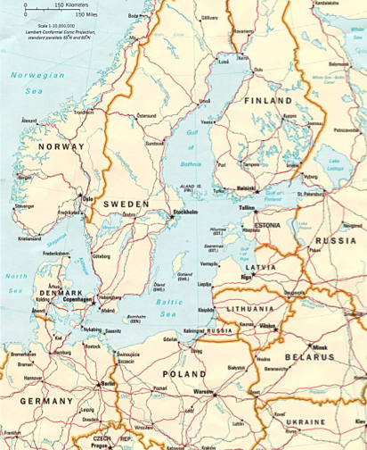 The Baltic Area: Courtesy of the University of Texas Libraries, the University of Texas at Austin, http://www.lib.utexas.edu /maps/europe/balticseaarea.jpg