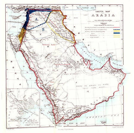 British Cabinet map showing the proposed boundaries of Iraq in early 1921