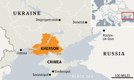 Map of the Kherson region in reference to Ukraine and Russia (Source: Wikipedia)