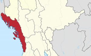 Location of Rakhine State in Myanmar. Source: Wikipedia Commons.