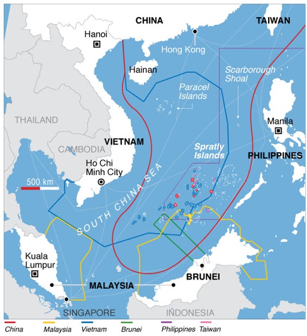 Territorial claimants in the South China Sea dispute[34]