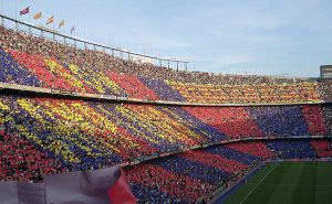 FC Barcelona's stadium Camp Nou. Photo by DJ Lucifer, Wikipedia Commons.