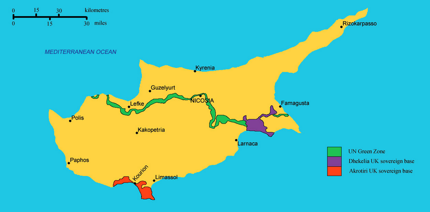 Partitioned Cyprus. Source: Wikipedia Commons.
