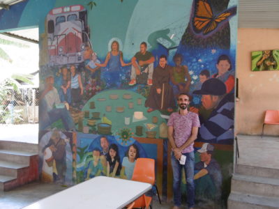“Jesus was a migrant” mural with the La 72 Director, Ramon Marquez