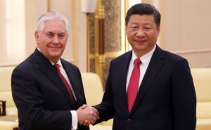 U.S. Secretary of State Rex Tillerson shakes hands with China's President Xi Jinping. Photo Credit: US State Department.