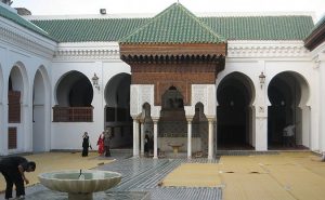 Courtyard, Al-Qarawiyyin University, Fes. Morocco, the oldest in the world. Photo by Khonsali, Wikipedia Commons.