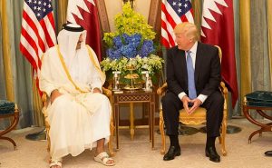 Qatar's Sheikh Tamim bin Hamad Al-Thani meets with US President Donald Trump. Official White House Photo by Shealah Craighead.