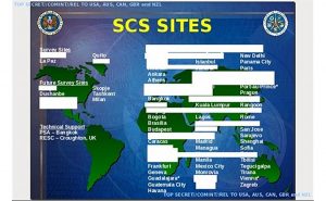 Locations of CIA/NSA Special Collection Service (SCS) eavesdropping sites in 2004. Source: U.S. National Security Agency, Wikipedia Commons.