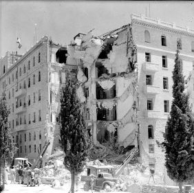 Results of Lehi bombing of King David Hotel, which killed nearly 100 Britons, Arabs and Jews, including Holocaust survivors.