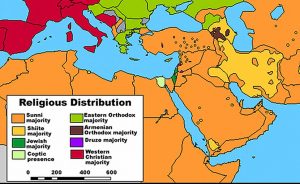 Religous distribution in Middle East. Source: Wikipedia Commons.
