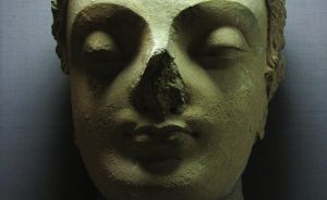 Buddha Head, Stucco, Gandhara School of art with its roots in the Greco-Roman art had flourished under the Kushana empire - 5 century A.D., L.D. Museum, Ahmedabad. Photo by Vatsal Vekaria.