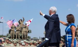 US VP Mike Pence greets troops in Georgia. Photo Credit: White House