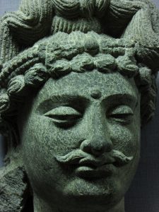 Head of Bodhisattava Maitreya, Schist, Gahdhara style, Late 2nd century A.D., L. D. Museum Ahmedabad. Photo by Vatsal Vekaria.