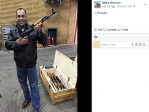 Marc Morales uploaded photos on January 29, 2015, of him testing weapons at the Zastava factory, Kragujevac, Serbia. Photo: Facebook