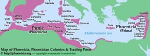 Map of the Phoenician trading posts (12th century BC)