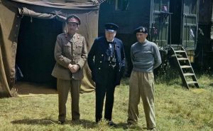 Brooke (on the left) and Churchill visit Bernard Montgomery's mobile headquarters in Normandy, France, 12 June 1944. Photo by Horton (Capt), War Office official photographer, Wikipedia Commons.
