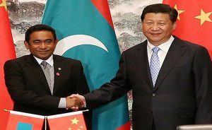 Maldives President Abdulla Yameen with Chinese President Xi Jinping. Source: FMPRC
