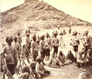 Photo of 45th Rattray's Sikhs with prisoners from the second Second Anglo-Afghan War 1878. Photo by John Burke.