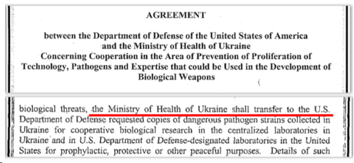 Ukraine’s Ministry of Healthcare shall transfer requested copies of dangerous pathogen strains collected in Ukraine to the U.S. Department of Defense
