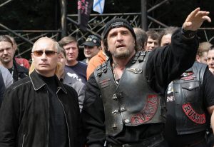 Vladimir Putin and Alexander Zaldostanov together at the motorcycle club in Moscow, 7 July 2009. Photo Credit: YouTube