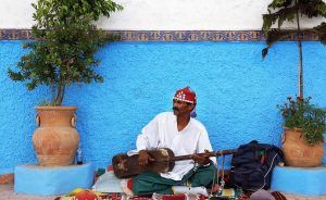 Street musician in Morocco.