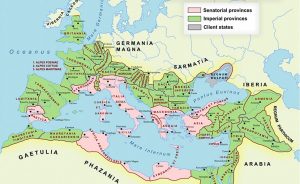 The Roman Empire at its farthest extent in AD 117. Source: Wikipedia Commons.