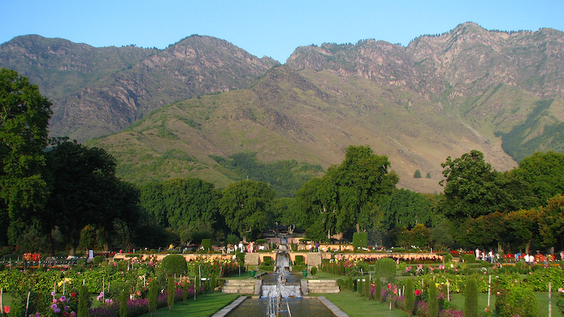 Nishat Gardens (1633), a Mughal garden in Kashmir. Photo Credit: McKay Savage, Wikipedia Commons