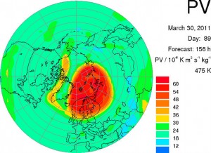 Europe ozone forecast for March 30. Source: European Centre for Medium-Range Weather Forecasts