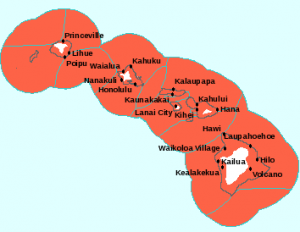 Tsunami warning Last map update: Thu, Mar. 10, 2011 at 10:29:09 pm HST - Source: NOAA
