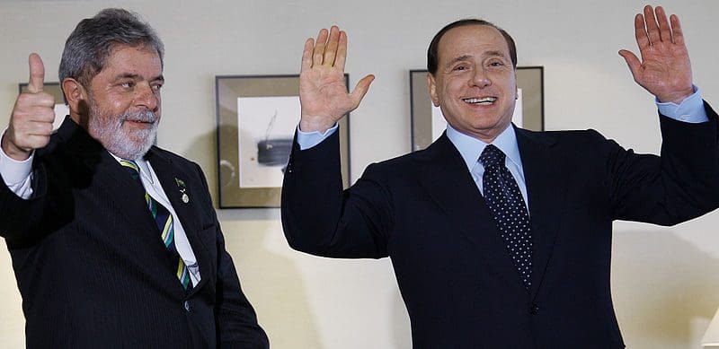 Berlusconi joking at the expense of the former President of Brazil Luiz Inacio Lula da Silva