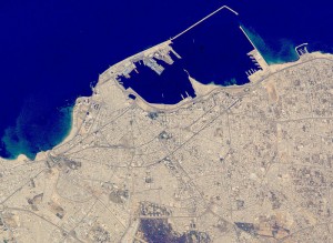 Tripolilibyanasa Libya: Satellite image of central Tripoli