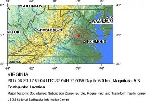 Location of Virginia earthquake