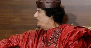 Libya's Muammar al-Gaddafi. Source: Spanish Prime Minister's Office. Wikipedia Commons.