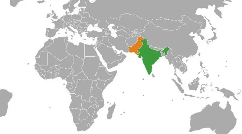 Location of India and Pakistan. Source: Wikipedia Commons.