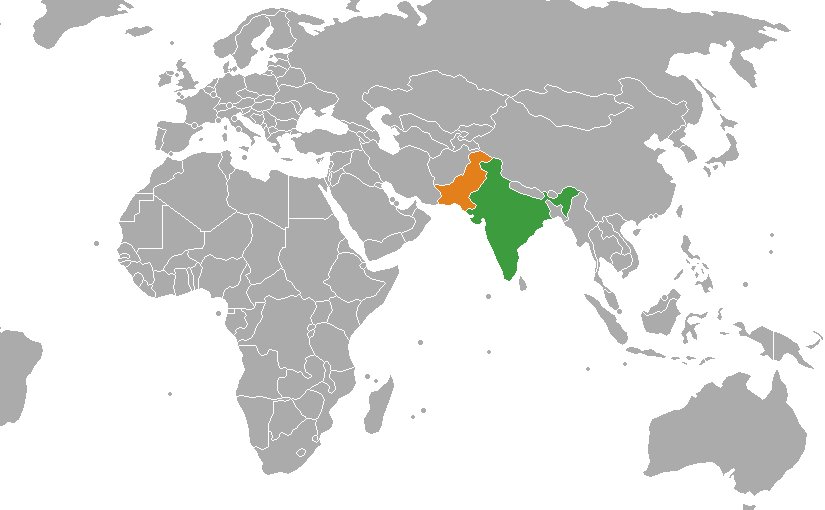 Location of India and Pakistan. Source: Wikipedia Commons.