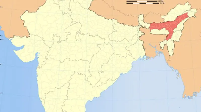 Location of Assam in India. Source: Wikipedia Commons.