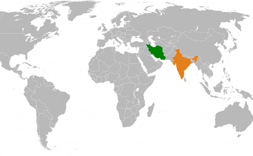 Location of India and Iran