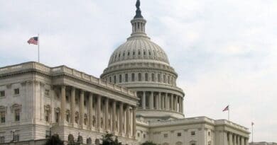 The Senate's side of the Capitol Building in Washington DC. Photo by Scrumshus, Wikipedia Commons.